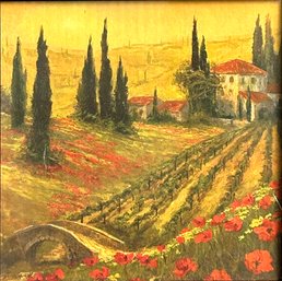 Vintage Poppies Of Toscano Reproduction Decorator Art Framed