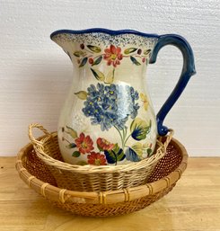 2 Baskets With Pitcher