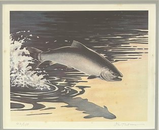 Signed Print Salmon Artwork Framed  *Local Pickup Only*