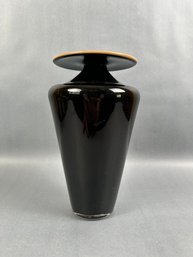 Vintage Art Deco Black Amethyst Glass Vase