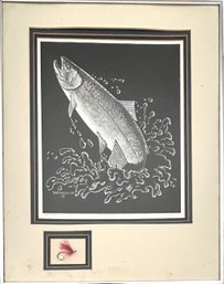 Signed Bartholet Native Dancer Salmon Etching Artwork Framed  *Local Pickup Only*