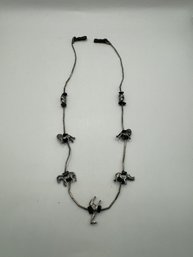 Silver Tone Eye Glass Chain With Black Stones AndSafari Animal Charms #2