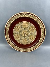 Vintage Intricate Inlayed Wood Plate - Onning Of Cairo, Egyptian Museum