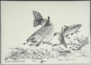 Signed George M. Davis Coastal Cutthroat Trout Etching Framed  *Local Pickup Only*