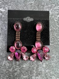 Thelma Paris Pink And Copper Tone Dangle Earrings