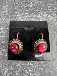 Thelma Paris Pink And Copper Tone Earrings