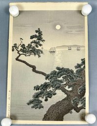 Japanese Wood Block Print - Water & Boat Scene