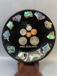 Decorative Plate With Coins From New Zealand.