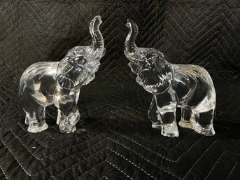 Vintage Set Of 2 Waterford Crystal Elephants With Label