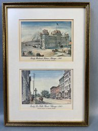 2 Framed Northern Trust Fund Christmas Cards 12x5.5 Inch.