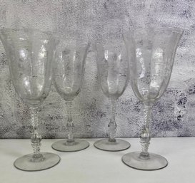 4 Goblets. Pattern: Cambridge Rose Point