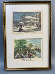 2 Framed Northern Trust Fund Christmas Cards 12x5.5 Inch.