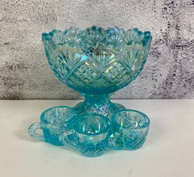 Very Small Blue Glass Punch Set