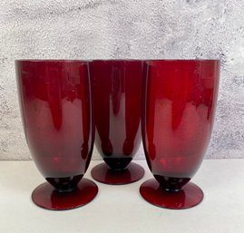 3 Ruby Red Goblets