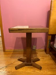 Vintage Oak With Granite Top End Table