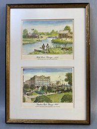 2 Framed Northern Trust Fund Christmas Cards 12x5.5 Inch.