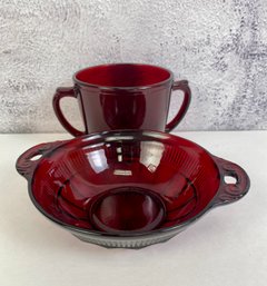 2 Pieces Of Ruby Red Glassware