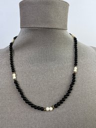 Vintage Black And White Beaded Necklace