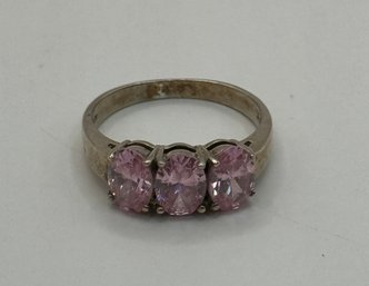 Sterling Ring With 3 Oval Stones