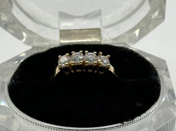 Gold Tone Ring With 4 Clear Stones