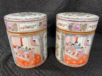 Pair Of Antique Chinese Style Ginger Jars