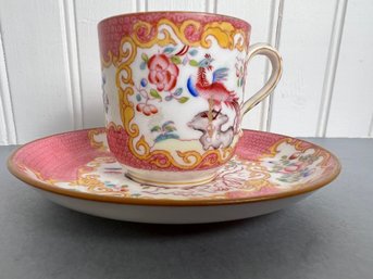Vintage Minton Pink Cockatrice Pattern Cup & Saucer