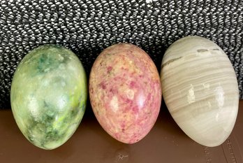 3 Marble/stone Decorative Eggs
