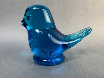 Titan Art Glass Blue Bird Signed And Dated 2003.