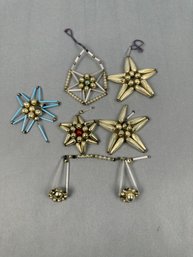 Vintage Silver Tone Christmas Snowflake Ornaments