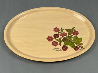 Vintage Wooden Floral Platter Sweden