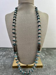 Vintage Turquoise And Shell Beaded Necklace