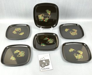 Vintage Couroc Of Monterey Holiday Tray Plates (6)
