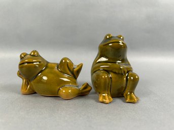 Ceramic Frog Salt And Pepper Shakers - Made In Poland