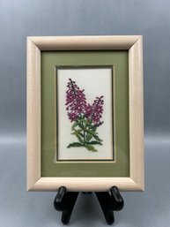 Small Vintage Needlepoint Floral Frame Art