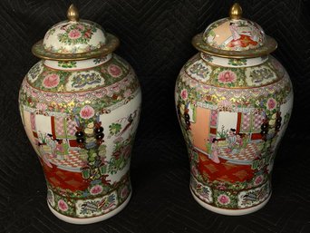 Set Of 2 Large Antique Ginger Jars