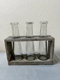 Rustic 3 Bud Vases With Stand
