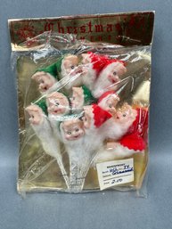 Vintage Santa Faces On Pipe Cleaners -decor For  Tree