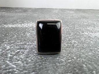 Silver And Onyx Ring Sz 6