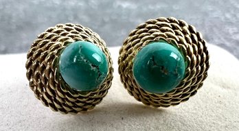 10k Gold And Turquoise Earrings