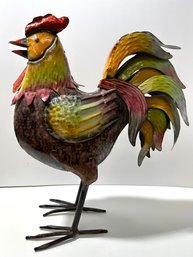 Vintage Metal Rooster Statue Decor