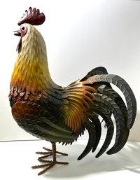 Vintage Indoor Outdoor Metal Rooster Statue Decor