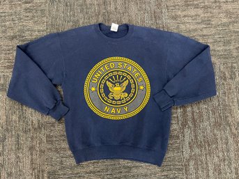 Vintage Medium Mens Double Sided Navy Sweatshirt