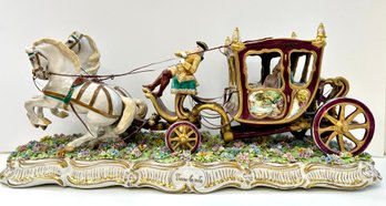 Large Luigi Fabris Dresden Large Horse And Carriage Figurine *local Pickup Only*