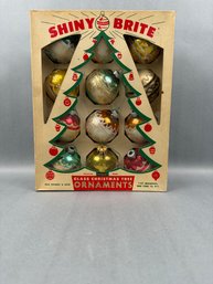 12 Glass Christmas Tree Ornaments - USA