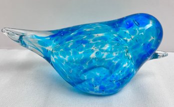 Vintage Hand Blown Glass Bird, Sky Blue Similar To Henrietta Glass.