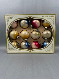 12 Vintage Glass Ornaments - USA - Original Box