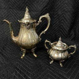 Wallace Baroque Silver Plate Pitcher And Saucer
