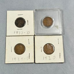 Four Vintage Lincoln Head Pennies