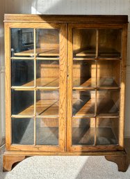 Antique 2 Door Divided Lite Glass Front Shelving Cabinet