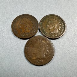 Three Indian Head Pennies 1876 1904 1905